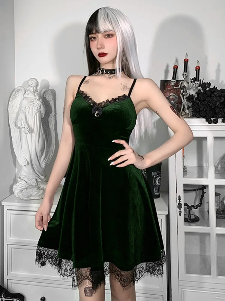 Velvet Spaghetti Strap Backless Corset Mini Dress