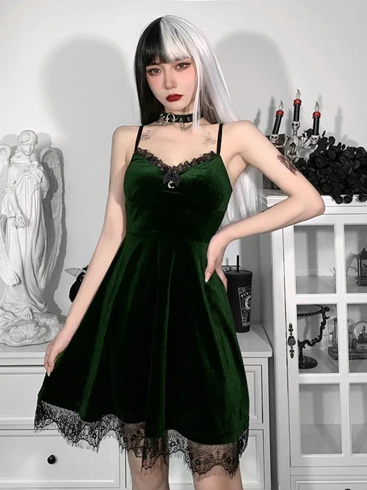 Velvet Spaghetti Strap Backless Corset Mini Dress
