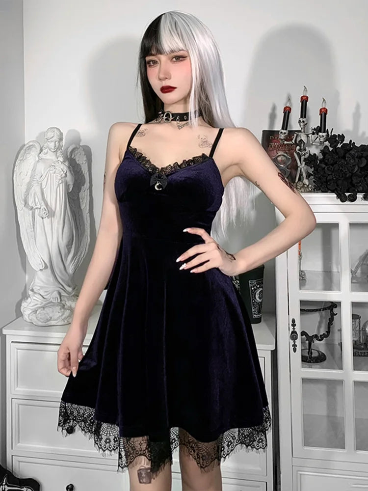 Velvet Spaghetti Strap Backless Corset Mini Dress