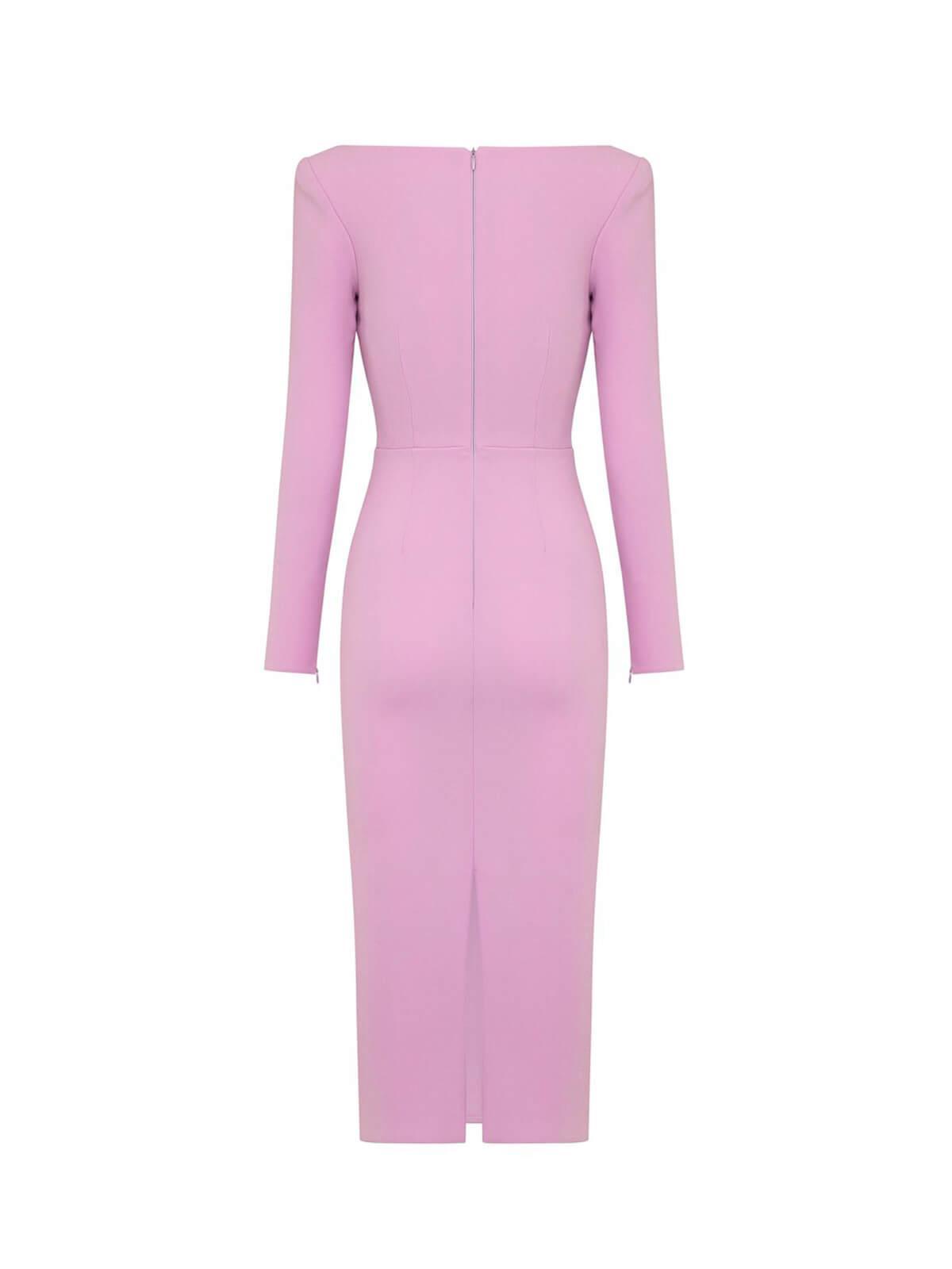 Long Sleeve Twist Cut Out Bandage Bodycon Midi Dress