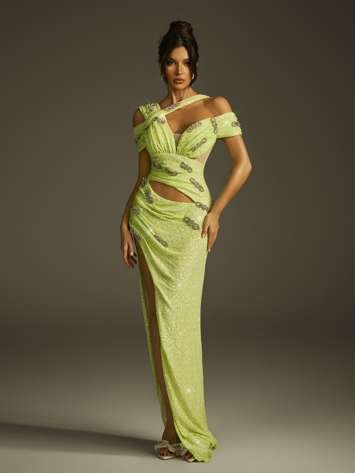 Cutout Sequin Split Maxi Dress - View 4
