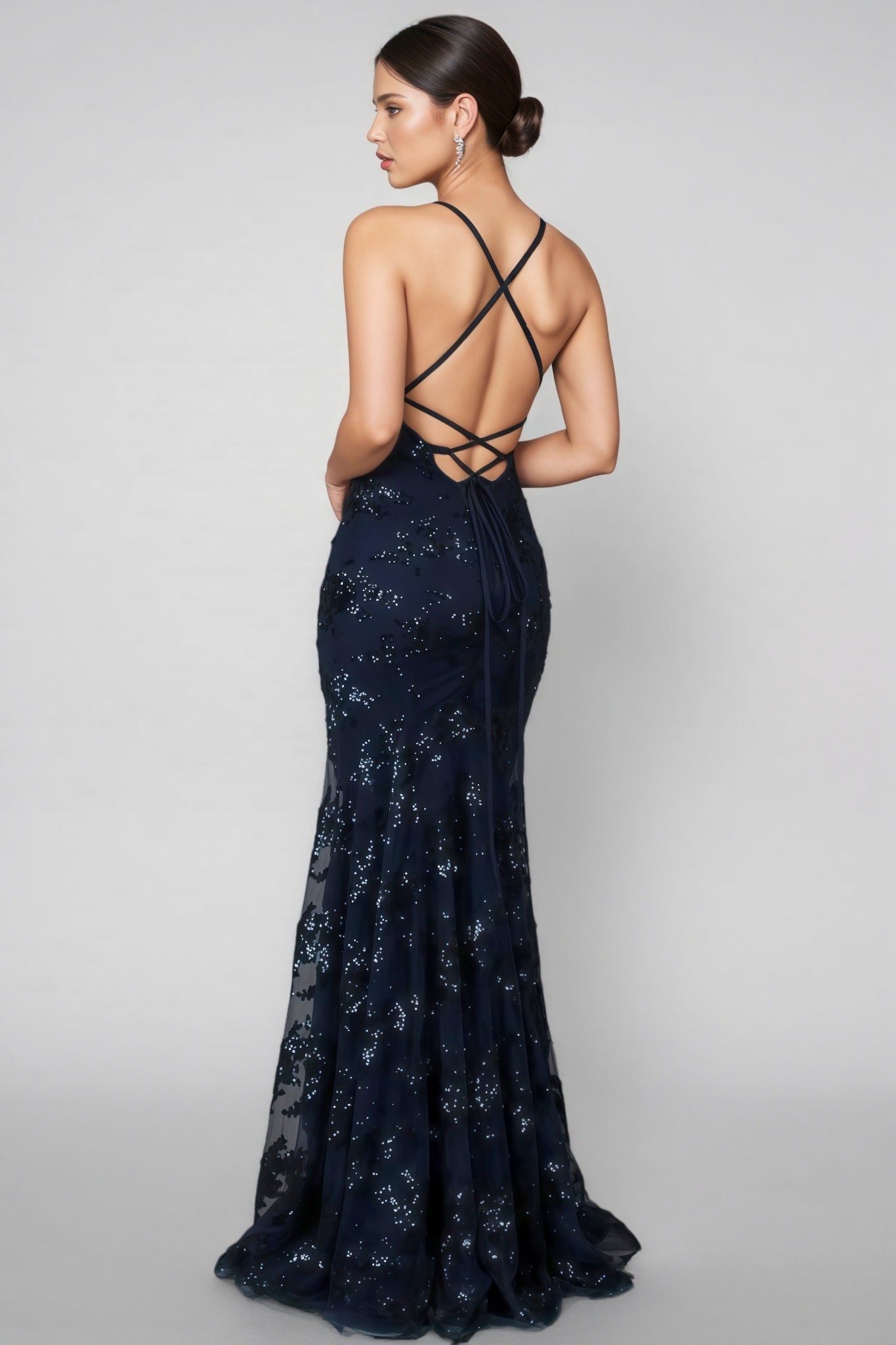 Wenda Sequin V-Neck Backless Maxi Dress - View 2