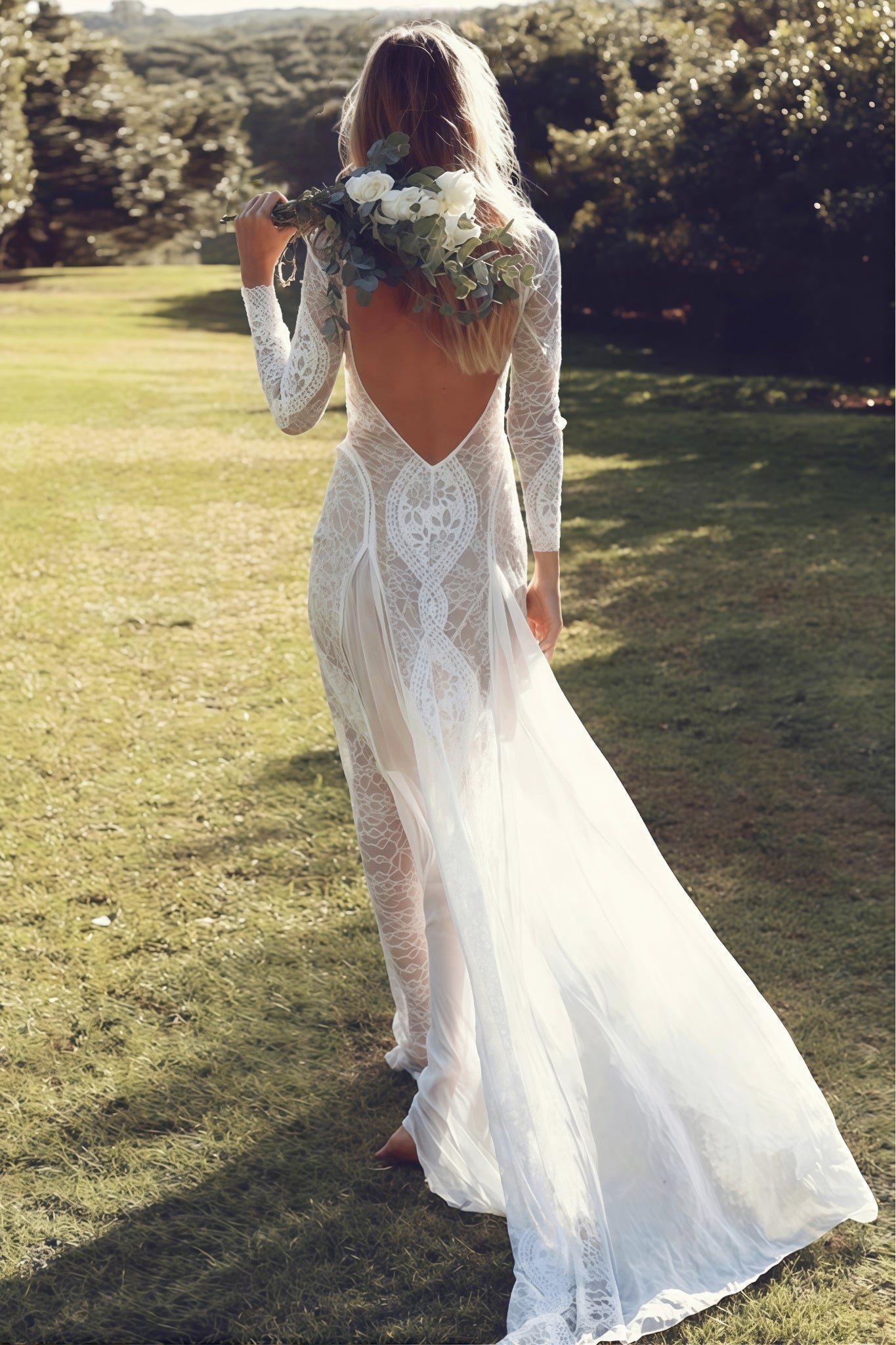 Isabella Lace Backless Maxi Dress - View 2