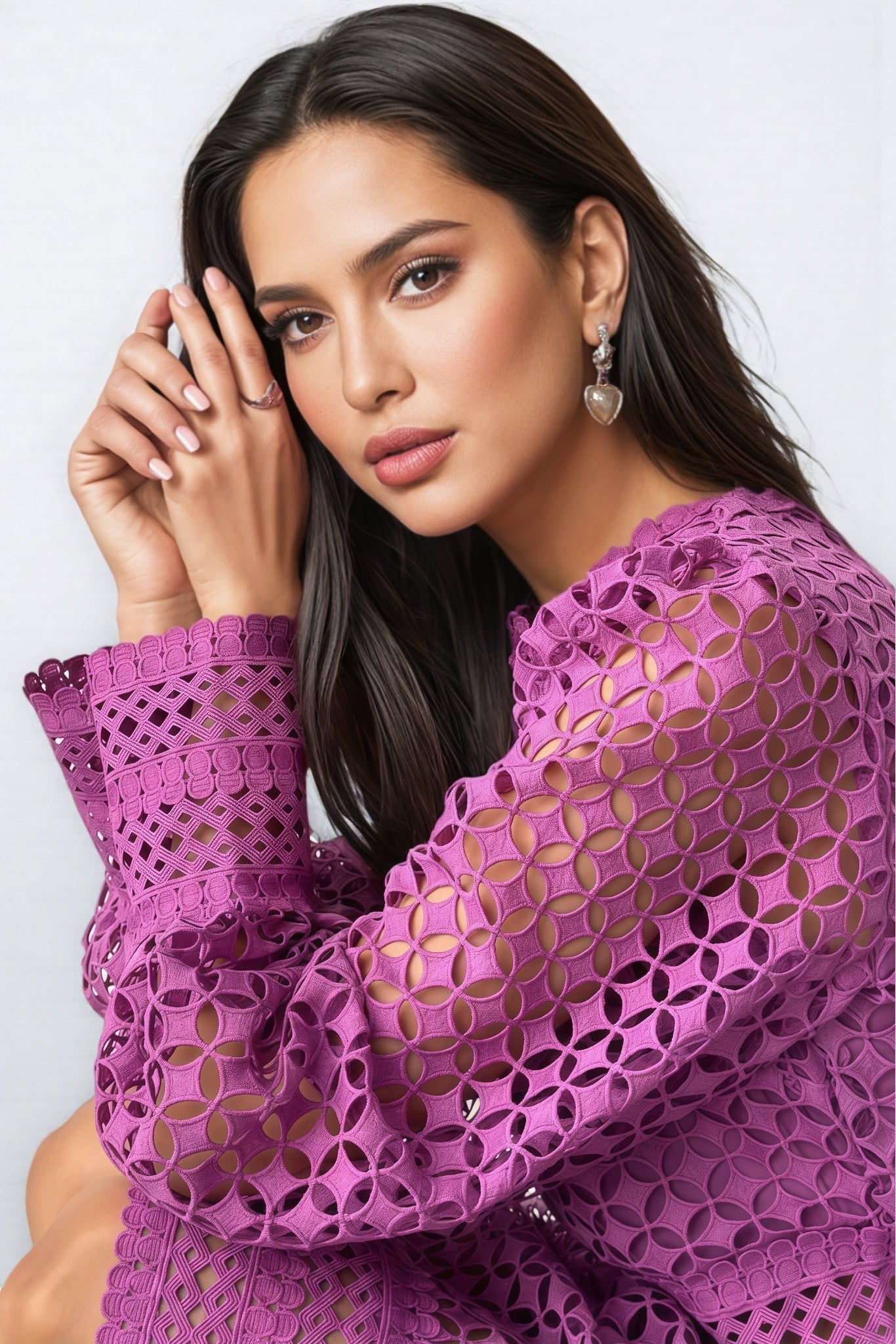 Abel Lace Lantern Sleeve Midi Dress - View 3