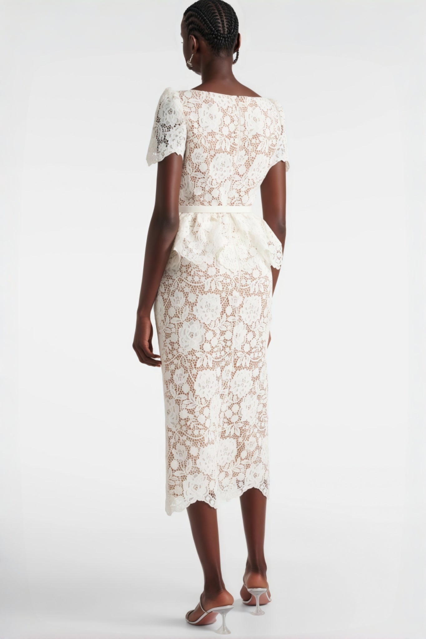 Quin Lace Rhinestone Bottom Midi Dress - View 3