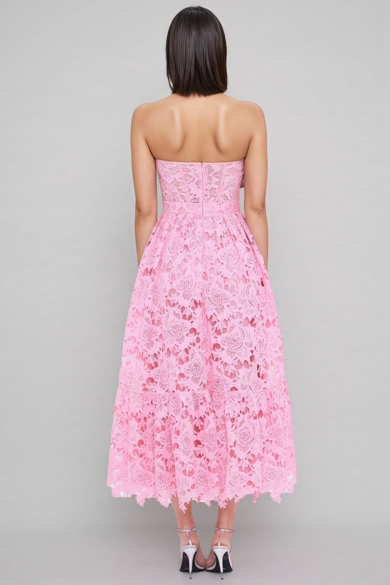Darcy Solid Lace Sleeveless Midi Dress - View 3
