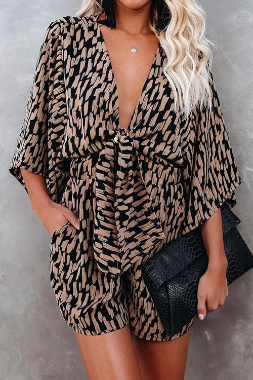 Print Bat Knot Romper