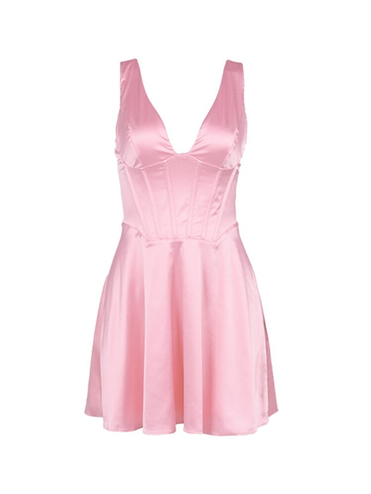 Backless Satin Mini Dress