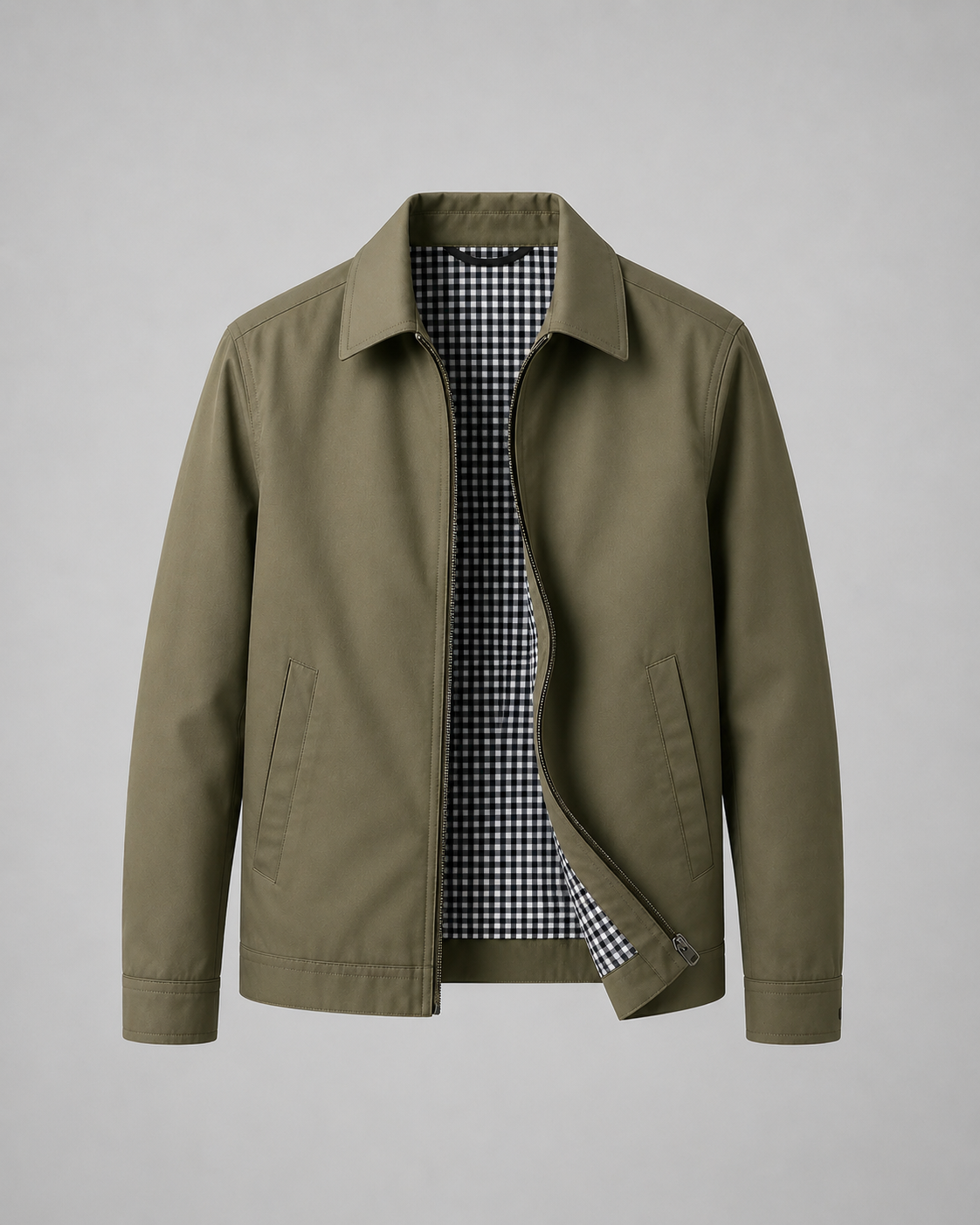 Men’s Lightweight Harrington Jacket – Check Lining