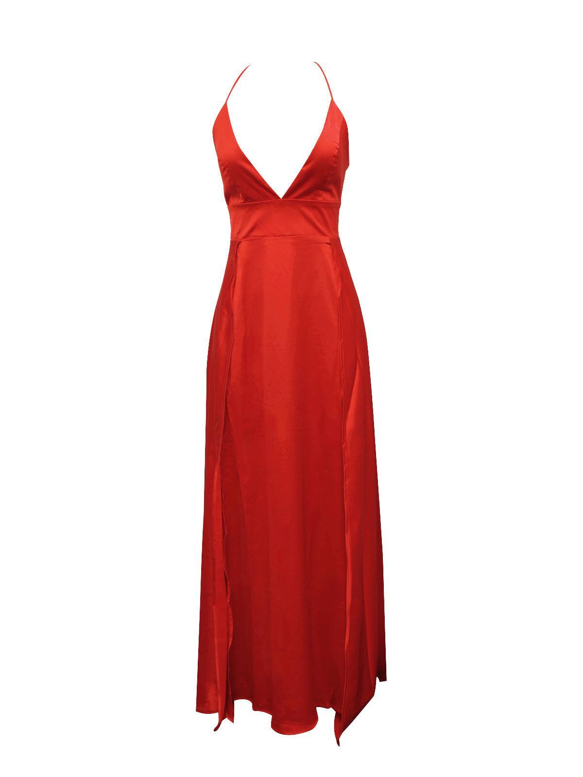 Jezebel Satin Plunge Split Maxi Dress - View 2