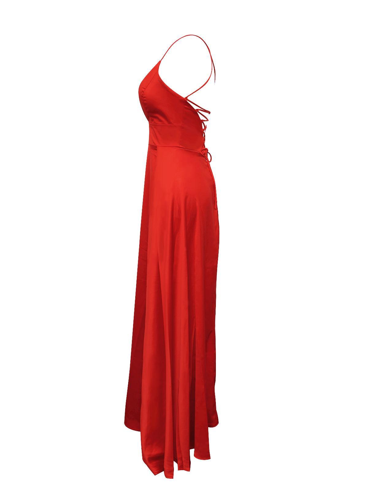 Jezebel Satin Plunge Split Maxi Dress - View 3