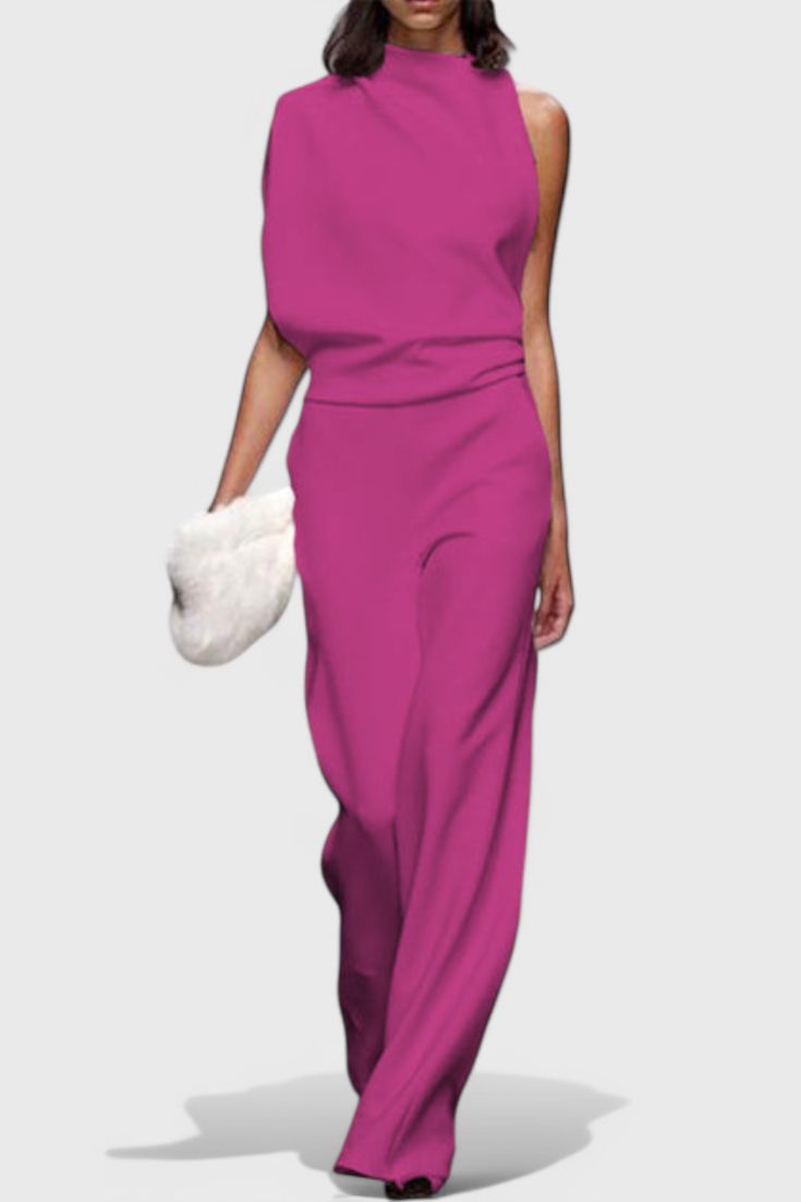 One Shoulder Wide Leg Jumpsuit