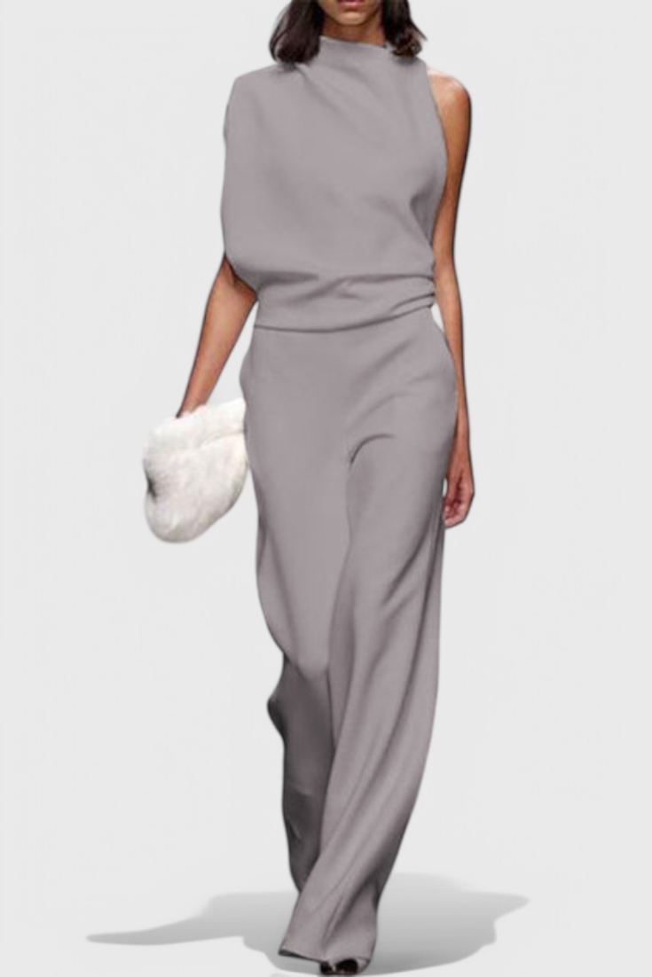 One Shoulder Wide Leg Jumpsuit