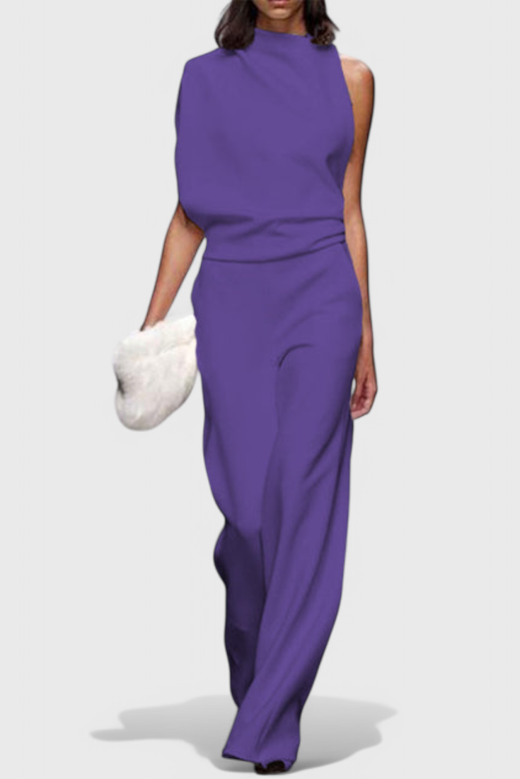 One Shoulder Wide Leg Jumpsuit