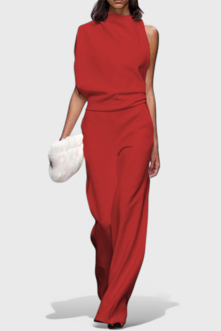 One Shoulder Wide Leg Jumpsuit