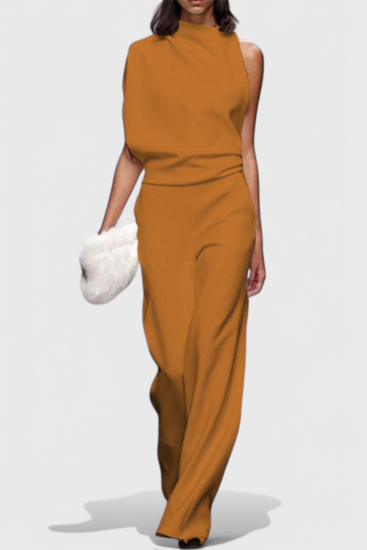 One Shoulder Wide Leg Jumpsuit