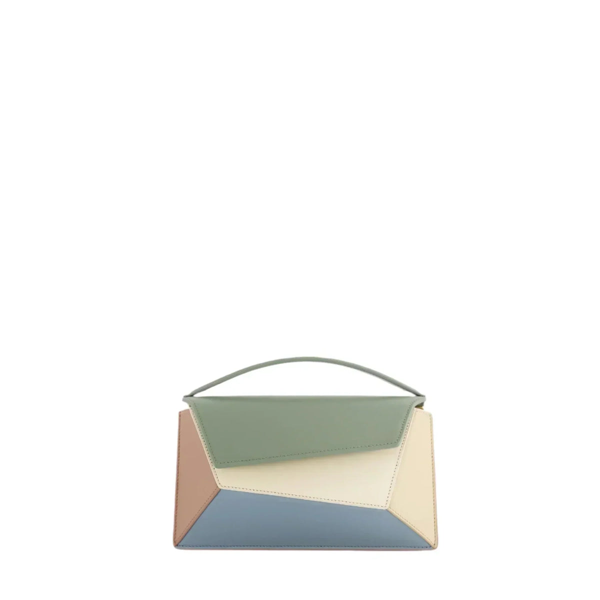 Color Block Top Handle Structured Shoulder Bag