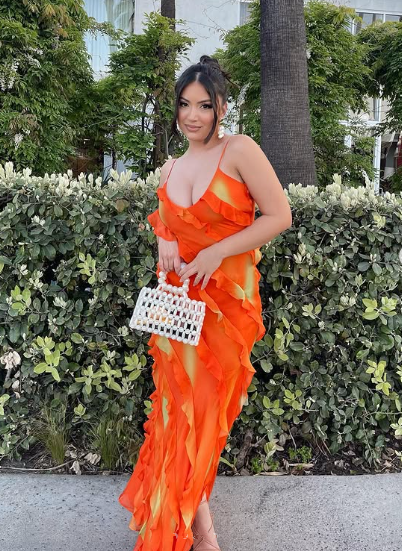 Sexy Straps Chiffon Long Tiered Slit Prom Dress Party Evening Dress cc1789