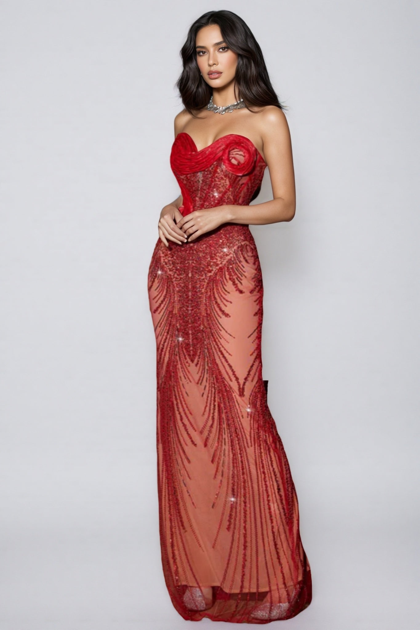 Donoma Strapless Sequin Mesh Maxi Dress - View 4