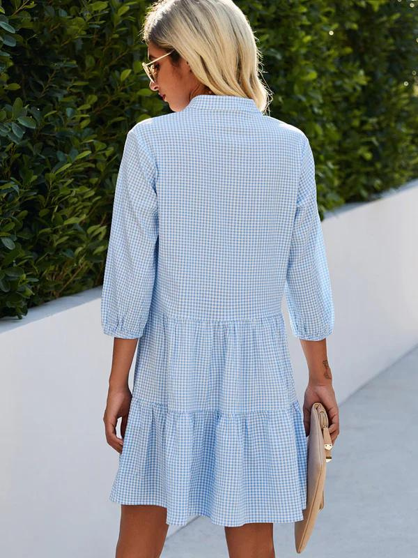 Marina Womens Checked Dress Dress with Relaxed Fit and Everyday Wear