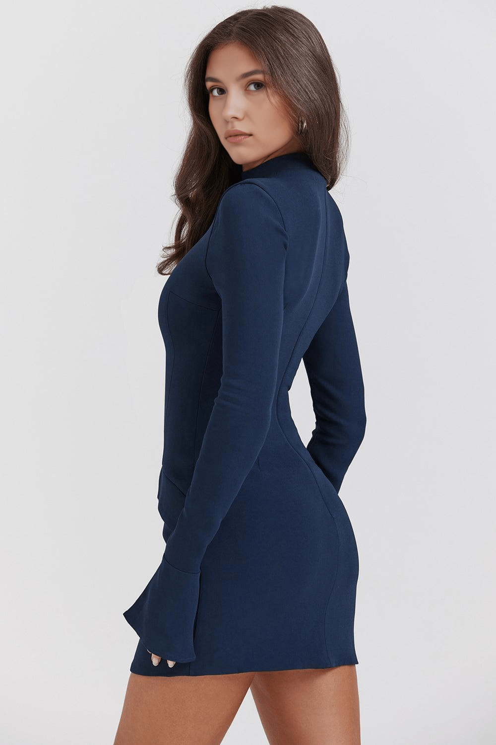 High Neck Long Sleeve Bodycon Mini Dress 8