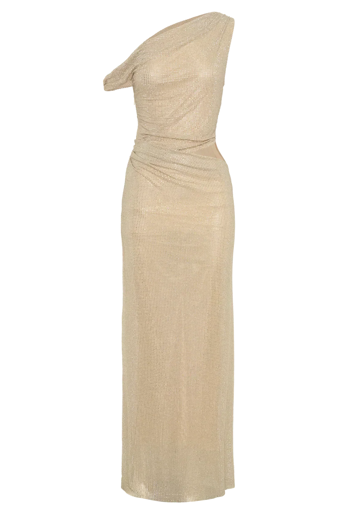Sequin Asymmetric Off Shoulder Waist Cut Out Maxi Gown 7