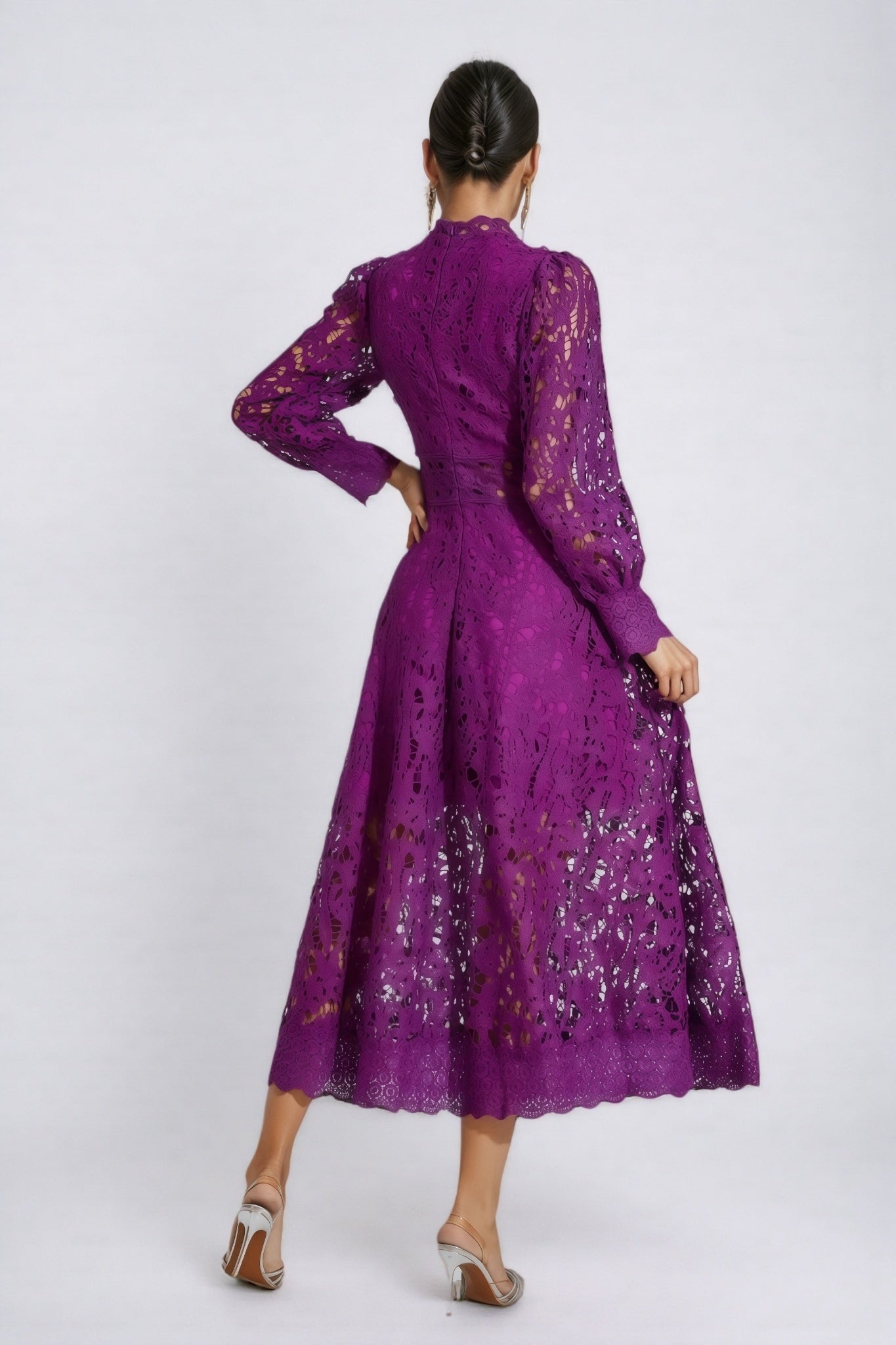 Maris Purple Lace Cutout Maxi Dress - View 8