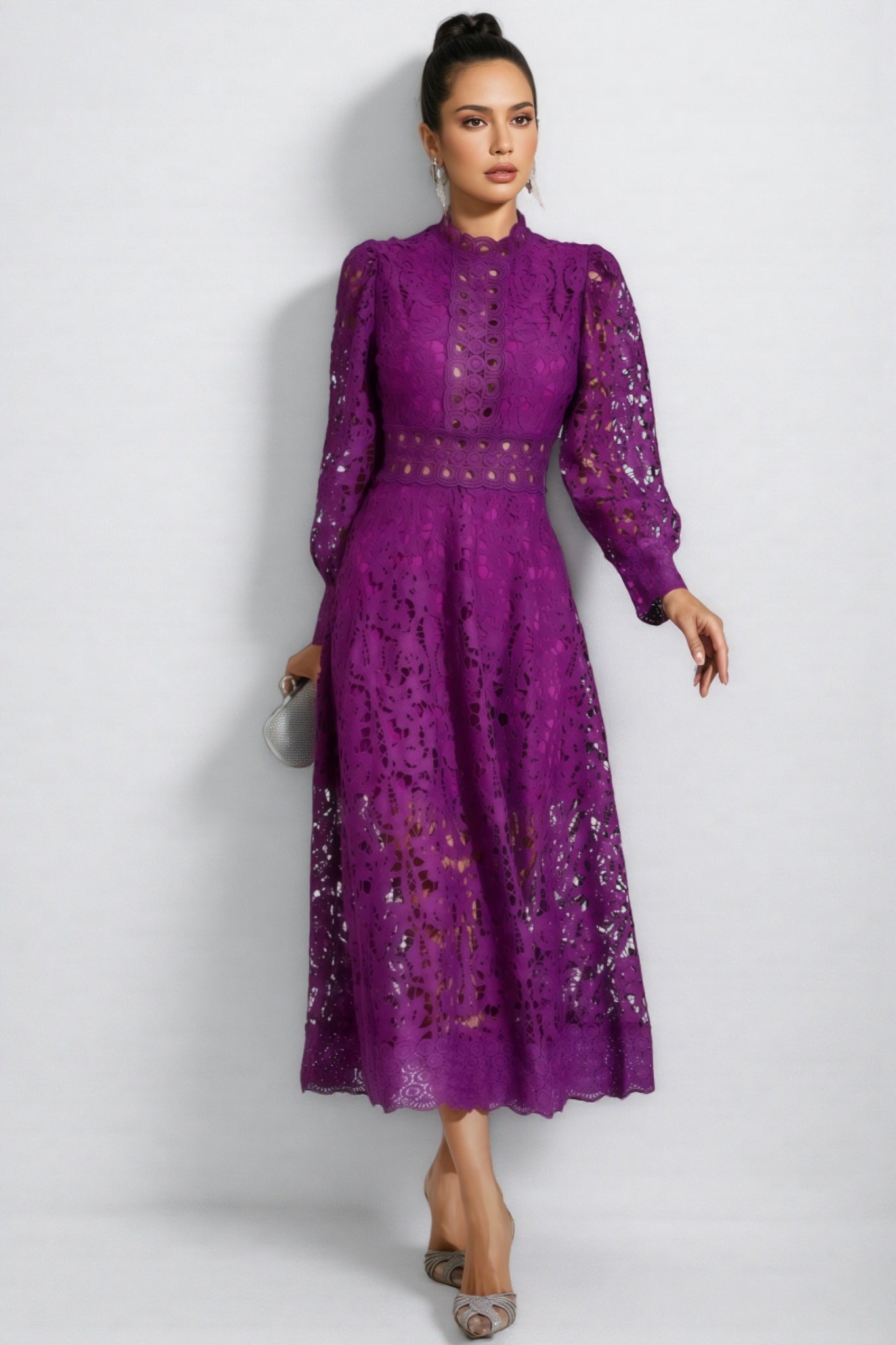 Maris Purple Lace Cutout Maxi Dress - View 2