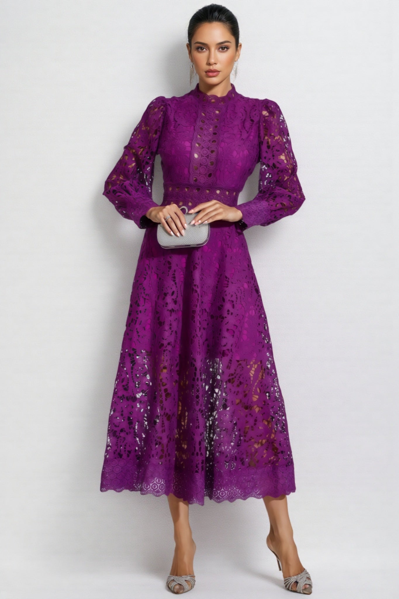Maris Purple Lace Cutout Maxi Dress - View 4