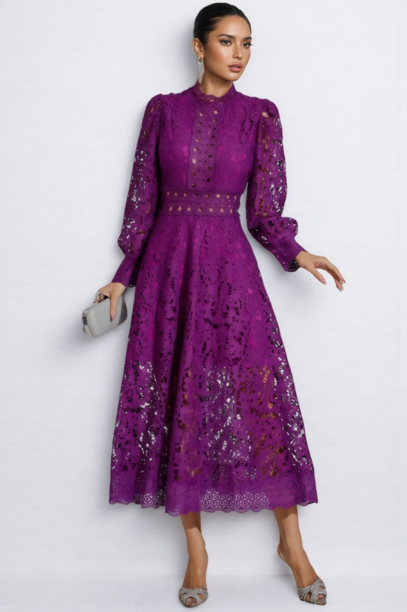 Maris Purple Lace Cutout Maxi Dress - View 6
