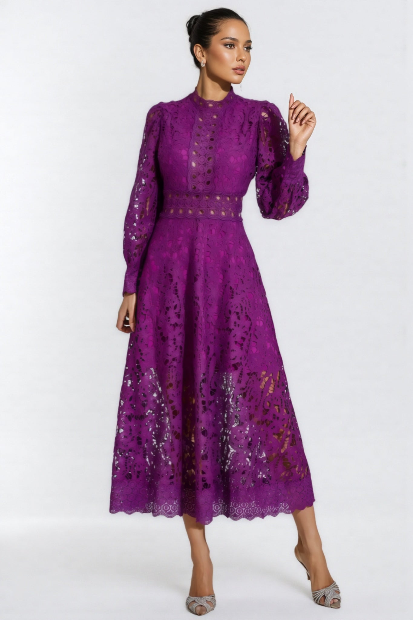 Maris Purple Lace Cutout Maxi Dress - View 7