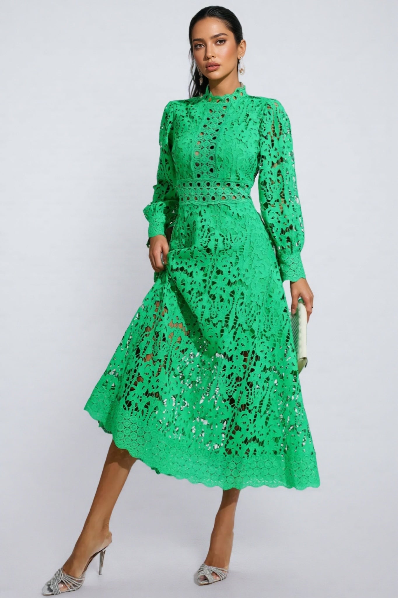 Keryn Green Lace Cutout Maxi Dress - View 4