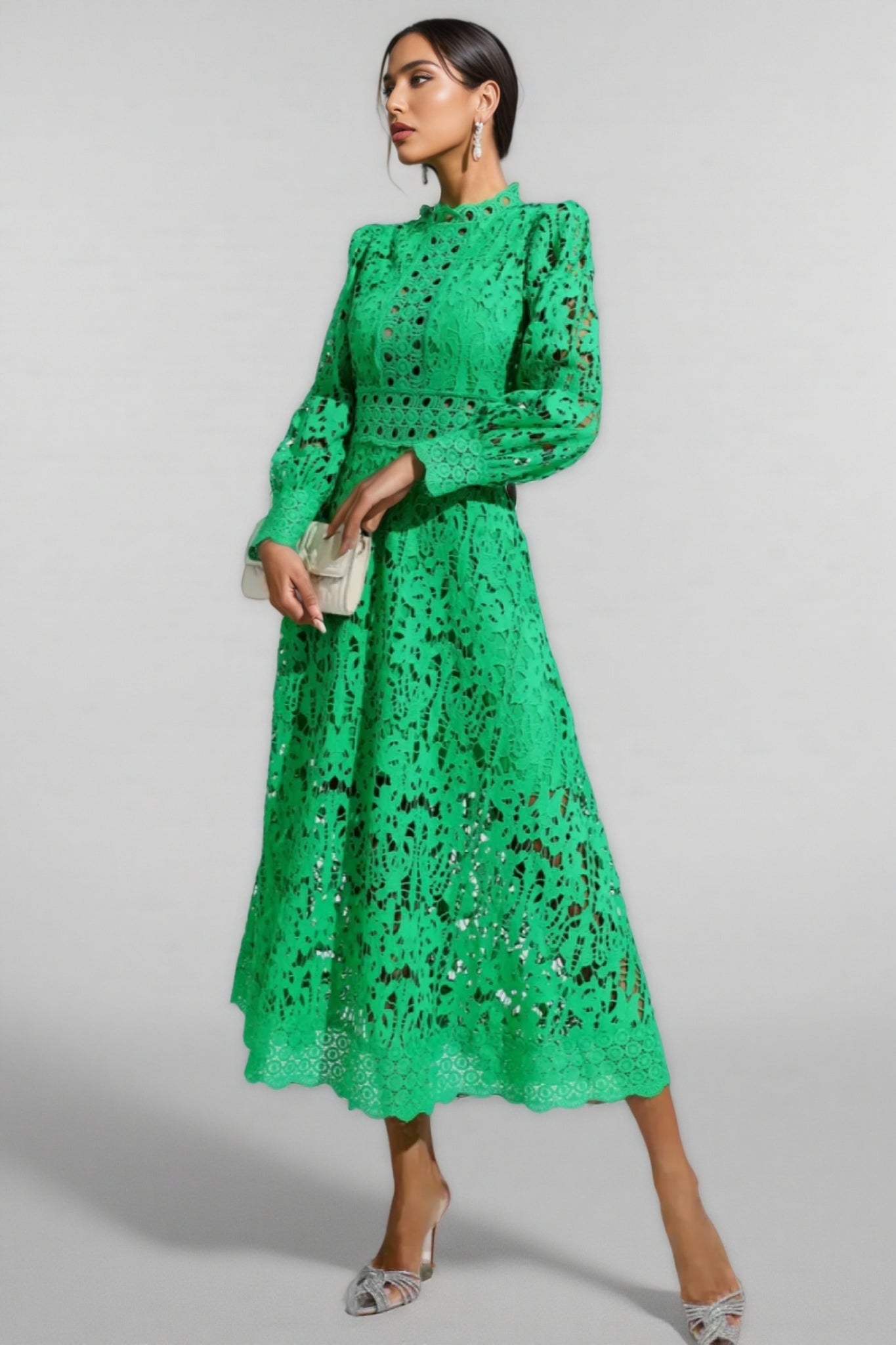 Keryn Green Lace Cutout Maxi Dress - View 6
