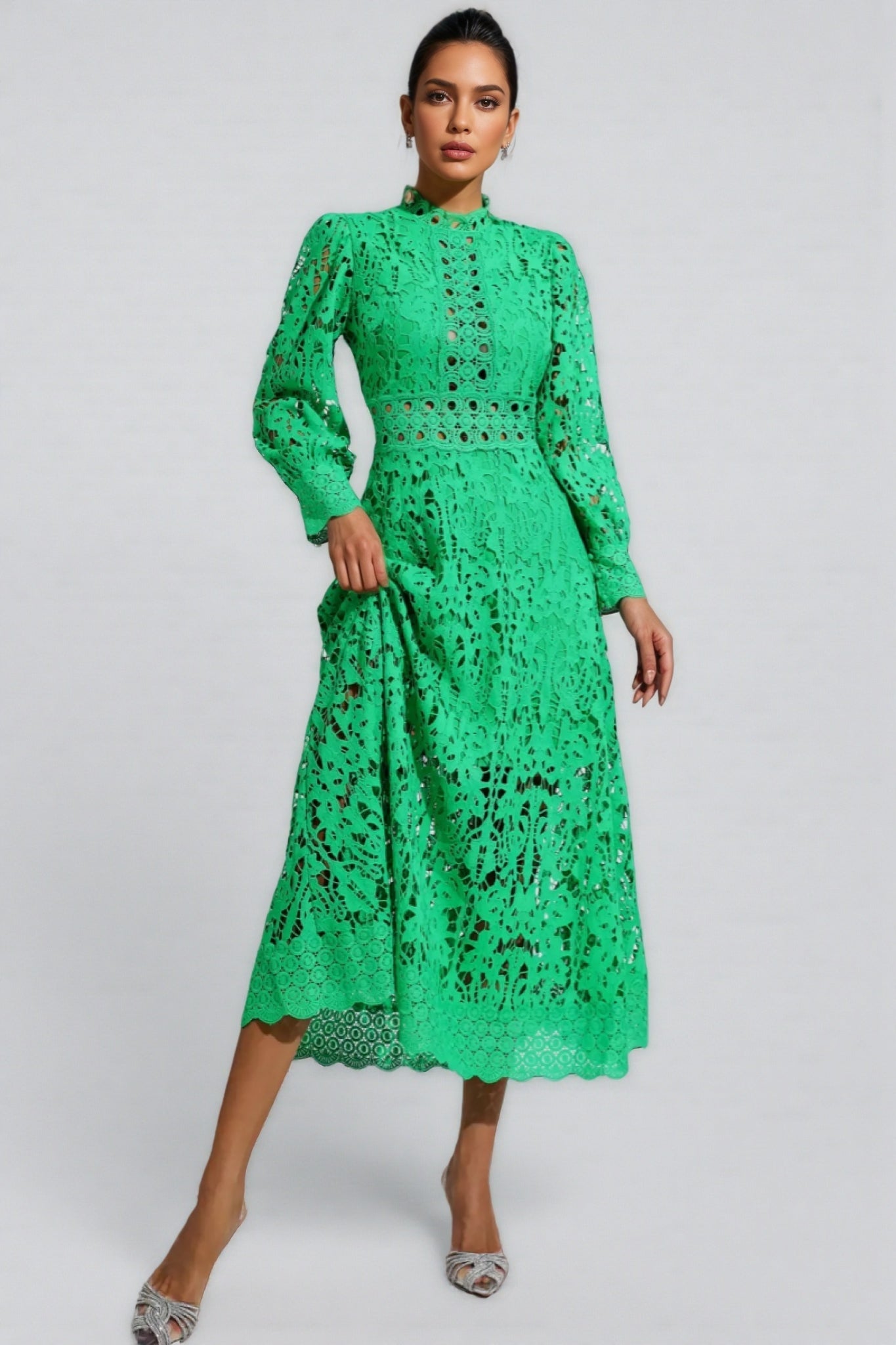 Keryn Green Lace Cutout Maxi Dress - View 3