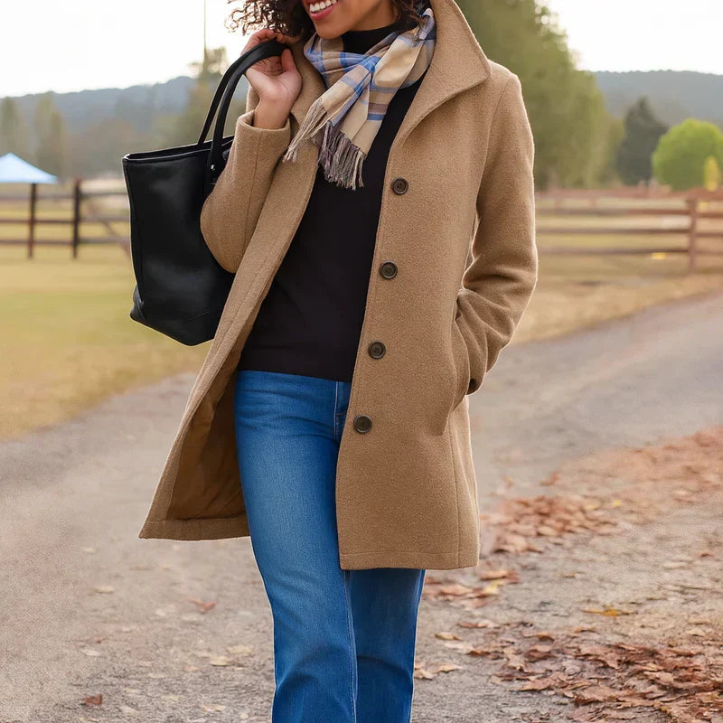 Lapel Collar Button Front Longline Coat