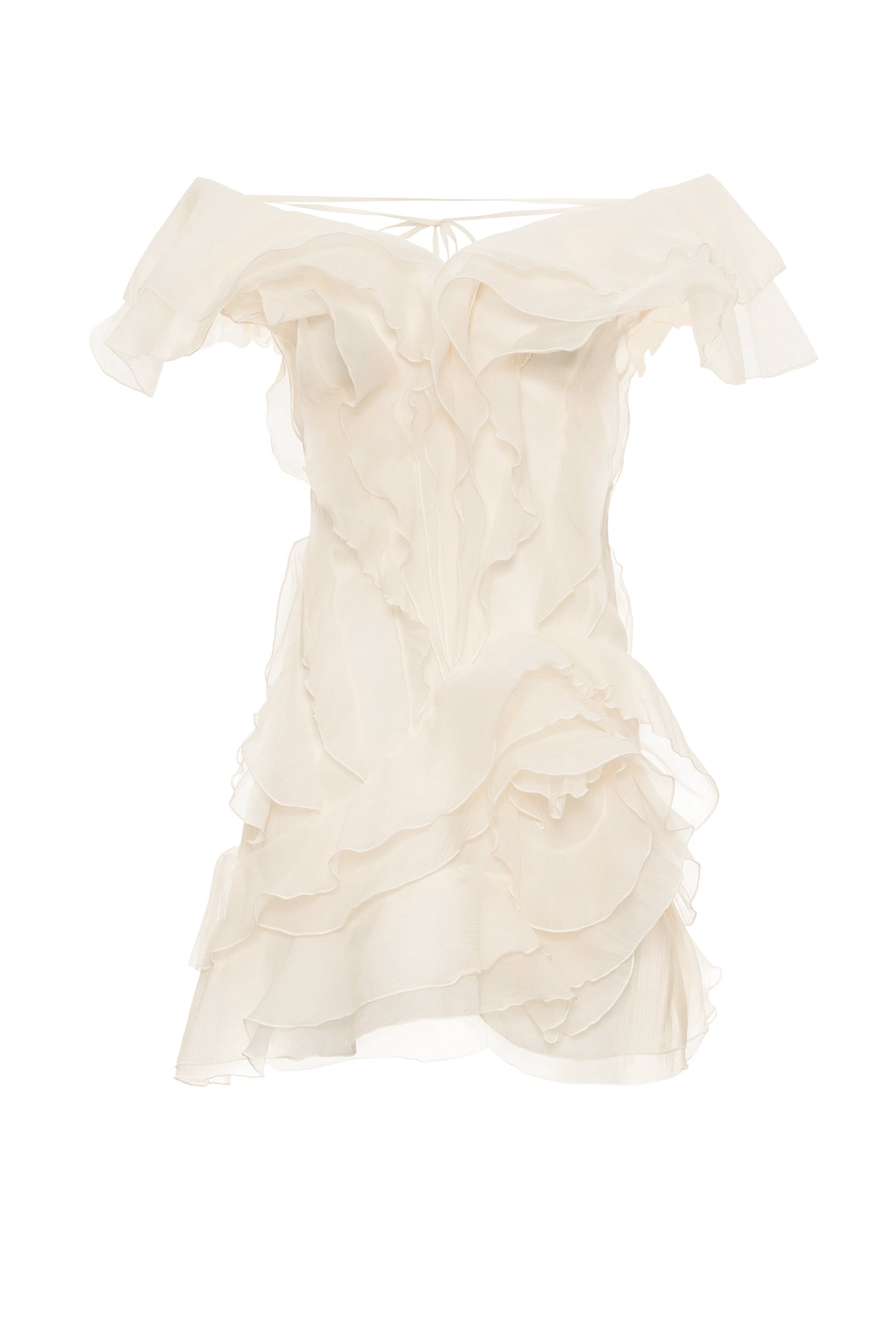 MILANO RUFFLE MINI DRESS CHAMPAGNE Champagne