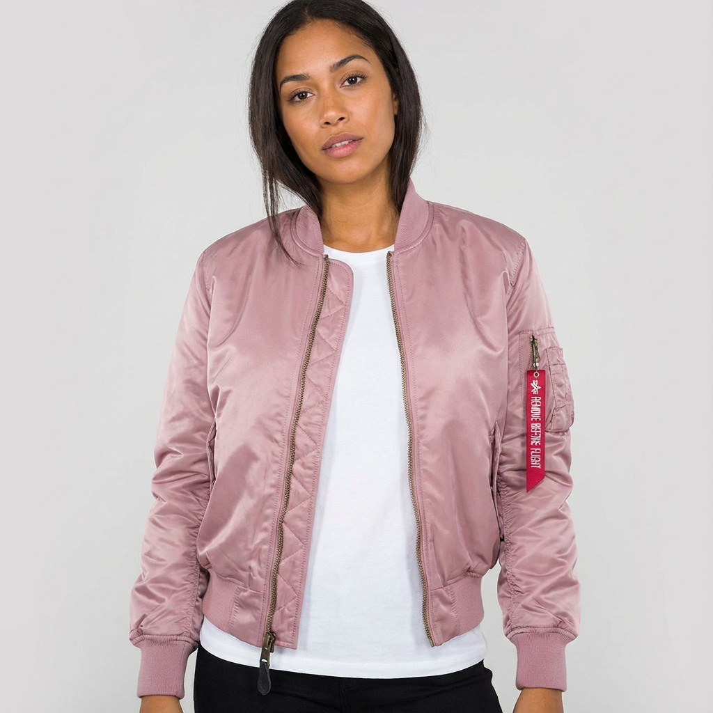 Zip Front Satin Bomber Jacket