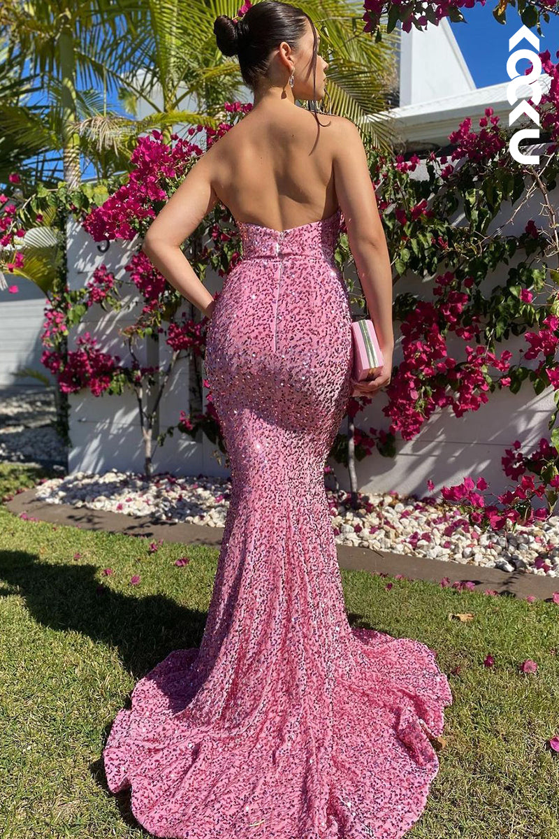 L1202 - Trumpet/Mermaid Sweetheart Sequined Backless Zipper-Up Formal Dress