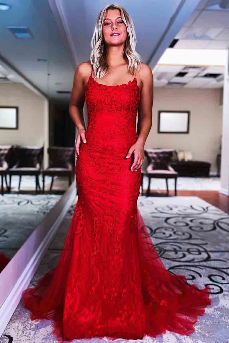 L1380 - Sheath/Column Straps Tulle Appliques Sleeveless Prom Evening Formal Dress
