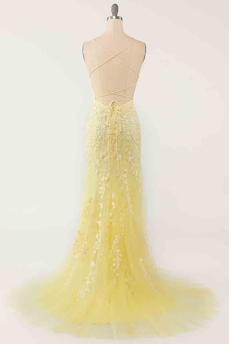 L1380 - Sheath/Column Straps Tulle Appliques Sleeveless Prom Evening Formal Dress