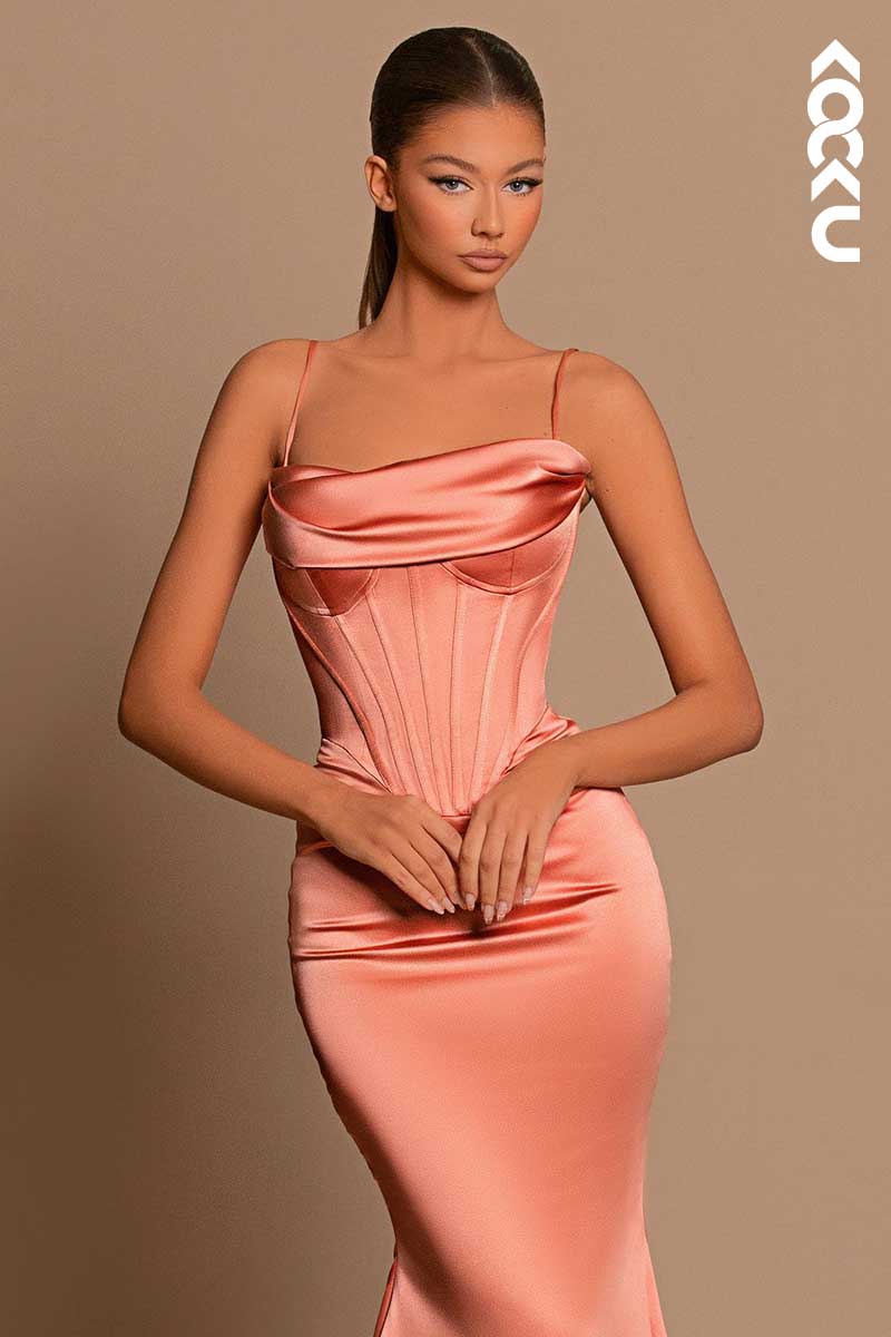 L1444 - Spaghetti Straps Mermaid Long Prom Evening Formal Dress
