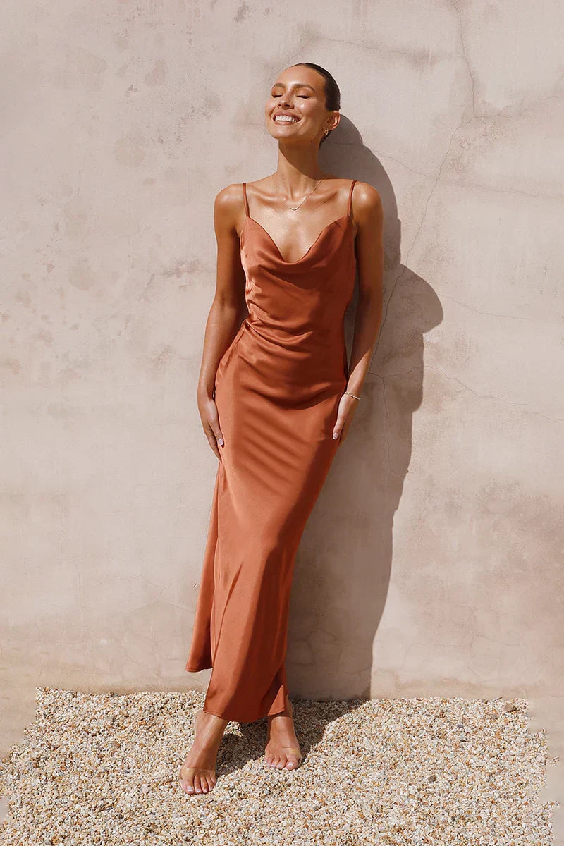 Viviana Aesthetic Maxi Dress Copper Premium Edit