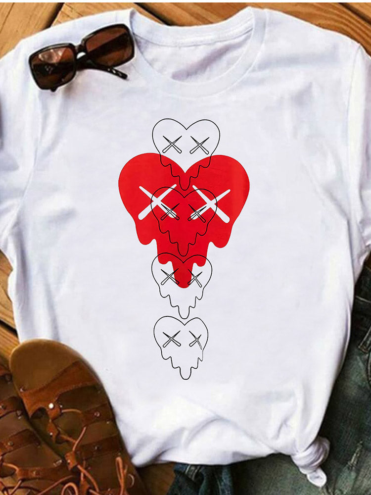Dripping Heart Graphic Crew Neck Short Sleeve Oversized T-Shirt 4