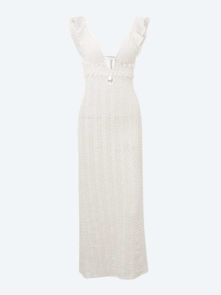 Lace Backless Plunge Neck Maxi Dress - View 4
