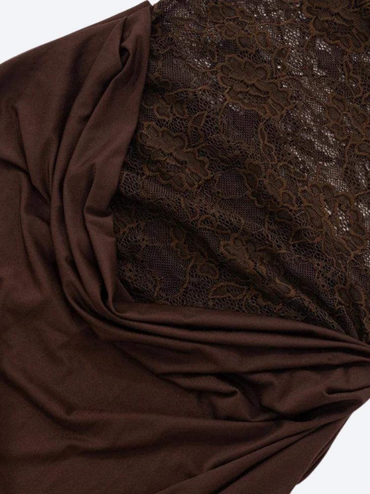 Lace Bodice Maxi Dress in Brown - View 5