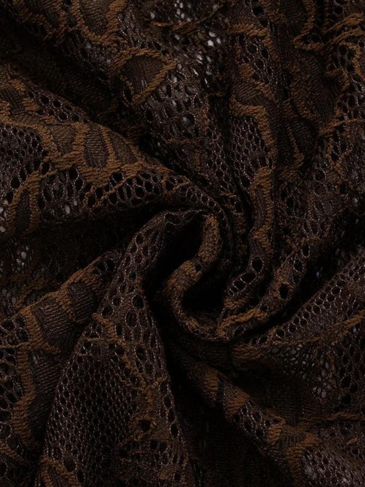 Lace Bodice Maxi Dress in Brown - View 7