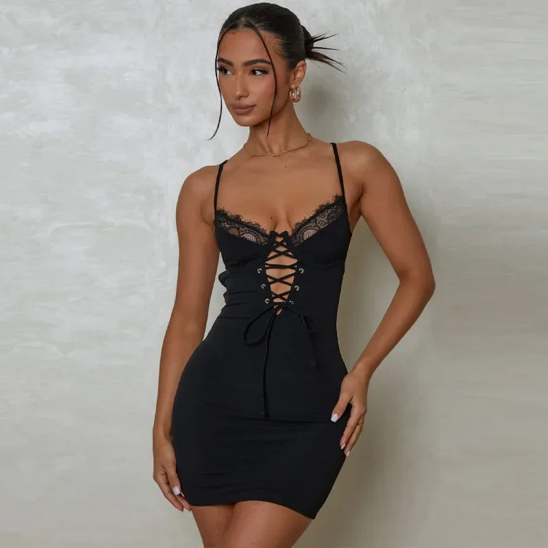Backless Lace Mini Dress