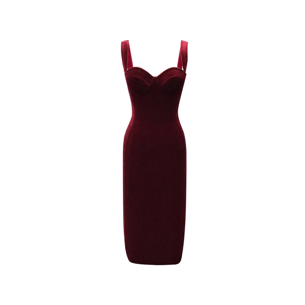 Velvet Sweetheart Bustier Bodycon Dress