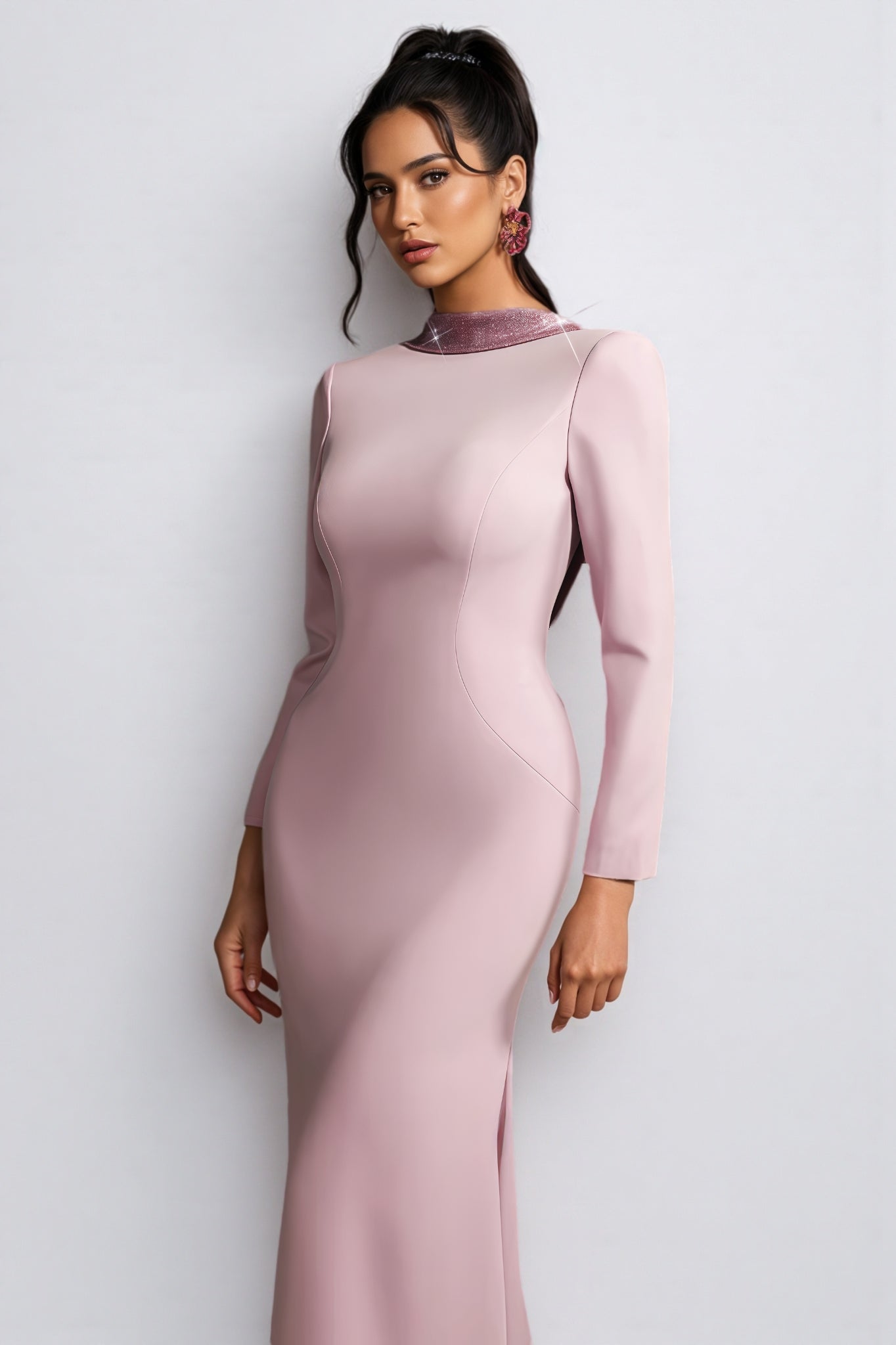 Taryke Backless Rhinestone Flower Maxi Dress - View 3
