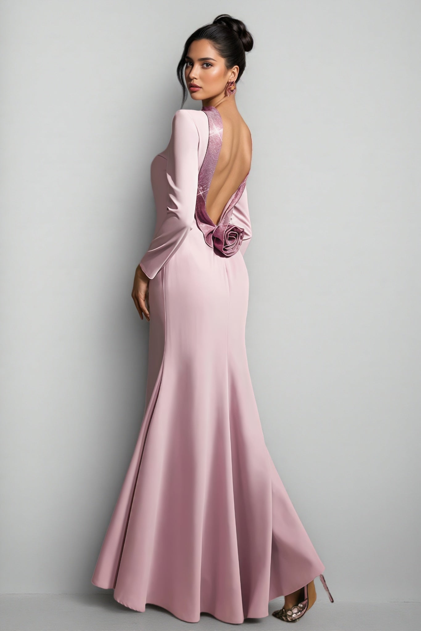 Taryke Backless Rhinestone Flower Maxi Dress - View 2
